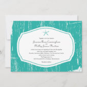 Starfish Rustic Beach Wedding Kaart (Voorkant)