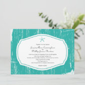 Starfish Rustic Beach Wedding Kaart (Staand voorkant)