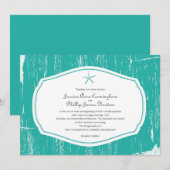 Starfish Rustic Beach Wedding Kaart (Voorkant / Achterkant)