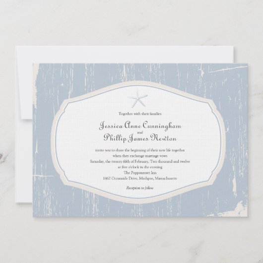 Starfish Rustic Beach Wedding Kaart (Voorkant)