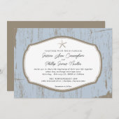 Starfish Rustic Beach Wedding Kaart (Voorkant / Achterkant)