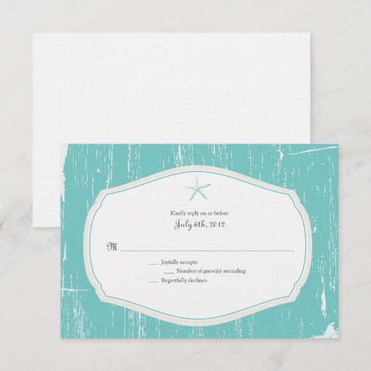Starfish Rustic Beach Wedding RSVP (Voorkant / Achterkant)