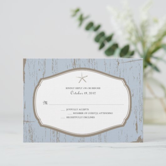 Starfish Rustic Beach Wedding RSVP (Staand voorkant)