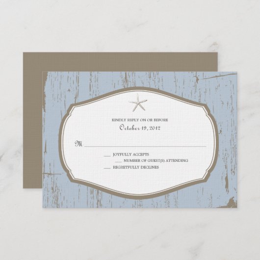 Starfish Rustic Beach Wedding RSVP (Voorkant / Achterkant)
