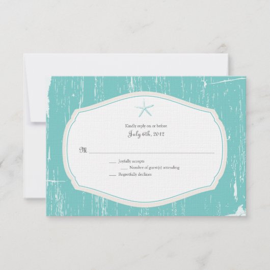 Starfish Rustic Beach Wedding RSVP Kaartje (Voorkant)