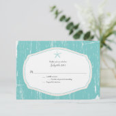 Starfish Rustic Beach Wedding RSVP Kaartje (Staand voorkant)