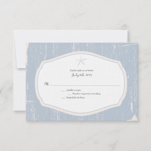 Starfish Rustic Beach Wedding RSVP Kaartje (Voorkant)