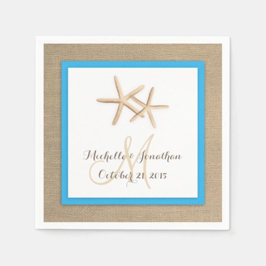 Starfish Rustic Burlap Beach bruiloft servet (Voorkant)