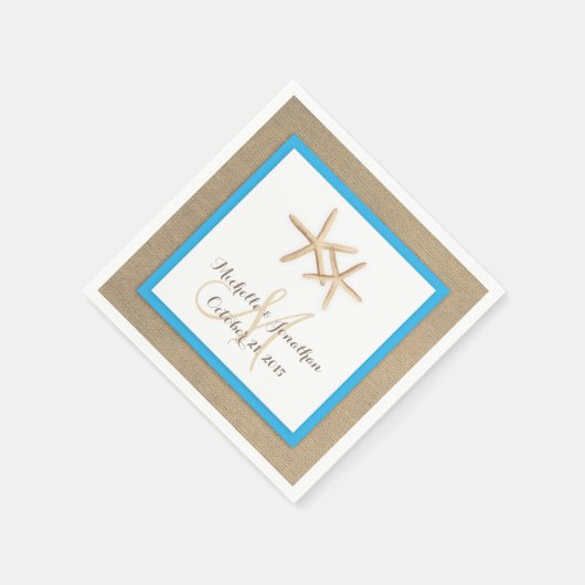 Starfish Rustic Burlap Beach bruiloft servet (Hoek)