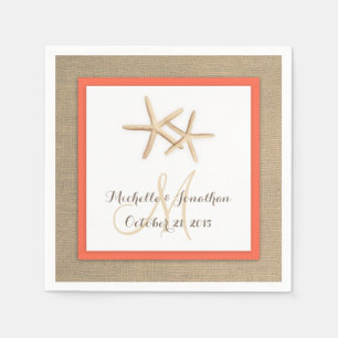 Starfish Rustic Burlap Beach bruiloft servet
