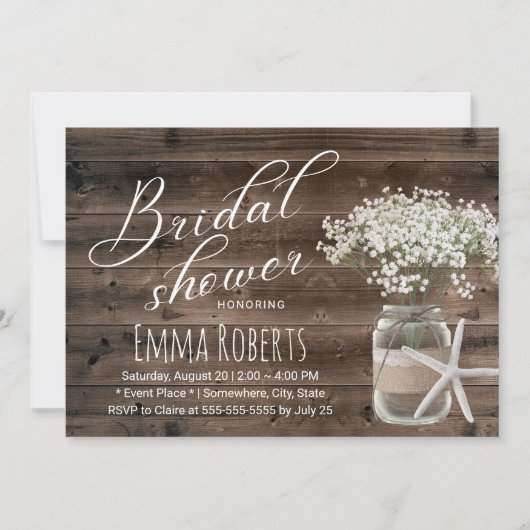 Starfish Rustic Floral Jar Beach Vrijgezellenfeest Kaart (Voorkant)