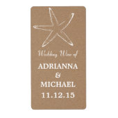 Starfish rustieke kraft papier bruiloft wijn etiket (Voorkant)