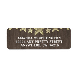 Starfish rustieke strand hout bruiloft Adresetiket Etiket