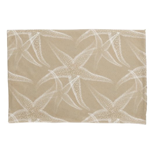 Starfish Sand Beige Beach Pillowcase Kussensloop (Voorkant)