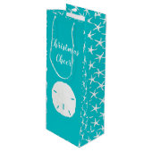 Starfish Sand Dollar All Occasion Aqua Wijn Cadeautas (Voorkant Gekanteld)