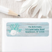 Starfish Sand Dollar Aqua Glitter Wood Etiket (Insitu)