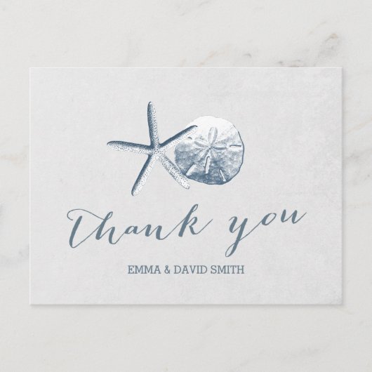Starfish & Sand Dollar Beach Wedding Dank u Briefkaart (Voorkant)
