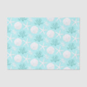 Starfish Sand Dollar Kerstmis Beach Aqua Blue Tissuepapier (Voorkant)