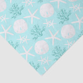 Starfish Sand Dollar Kerstmis Beach Aqua Blue Tissuepapier (Detail)