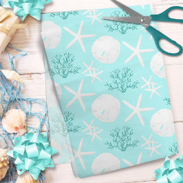 Starfish Sand Dollar Kerstmis Beach Aqua Blue Tissuepapier