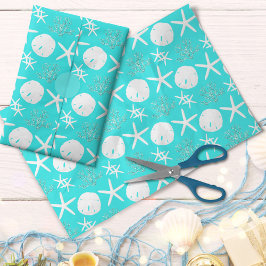Starfish Sand Dollar Kerstmis Beach Aqua Blue Tissuepapier
