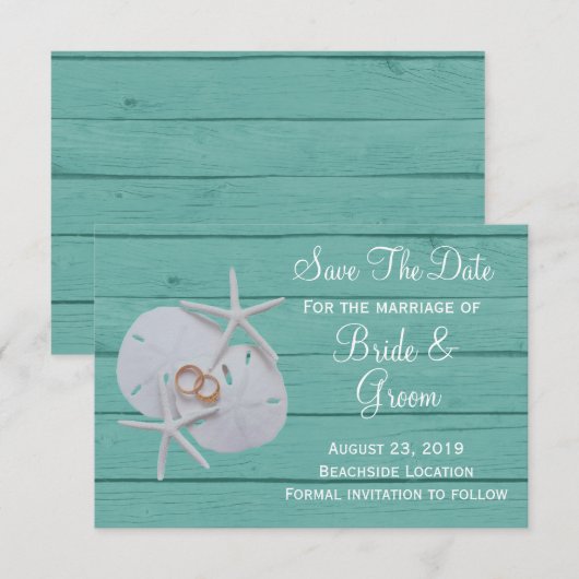 Starfish Sand Dollar Save the Date Wedding (Voorkant / Achterkant)