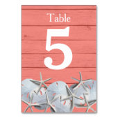 Starfish Sand Dollar Trouwtafel Nummer Kaarten (Achterkant)