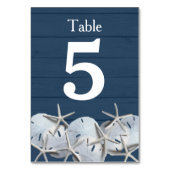 Starfish Sand Dollar Trouwtafel Nummer Kaarten (Achterkant)