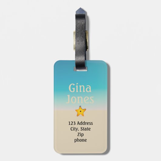 Starfish Sand Zeeen Beach Bagagelabel (Achterkant verticaal)