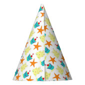 Starfish Sandcastle Beach Pail Summer Vacation Fun Feesthoedjes (Achterkant)