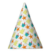 Starfish Sandcastle Beach Pail Summer Vacation Fun Feesthoedjes (Rechts)