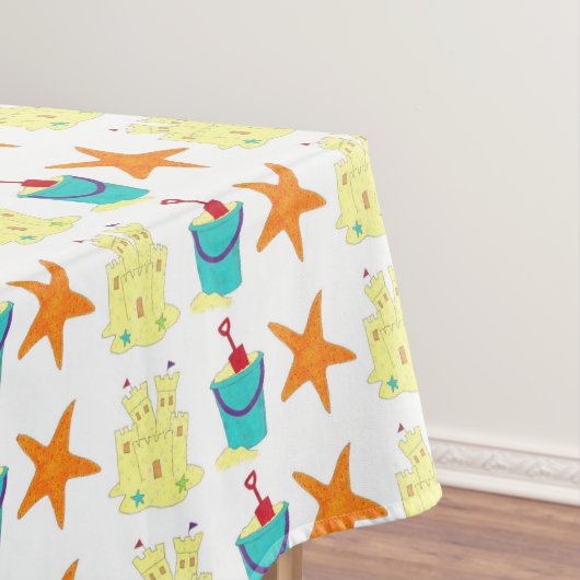 Starfish Sandcastle Sand Pail Summer Beach Print Tafelkleed (Voorbeeld)
