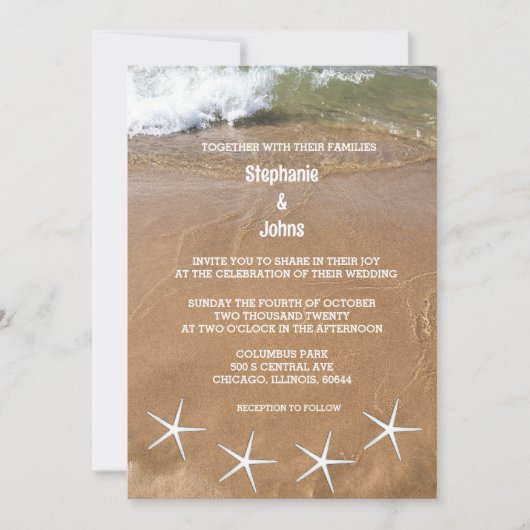 Starfish Sandy Beach Ocean Destination Wedding Kaart (Voorkant)