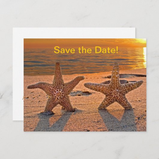 Starfish Save the Date Aankondigingskaart (Voorkant / Achterkant)