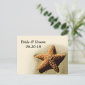 Starfish Save the Date Beach Theme Weddenschap Aankondigingskaart (Staand voorkant)