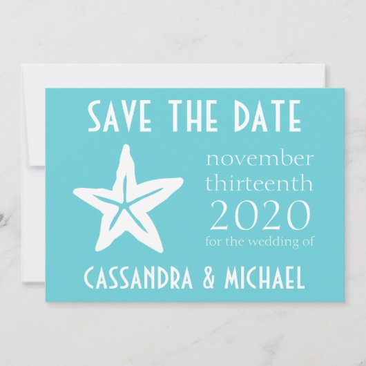 Starfish Save the Date (Blauwgroen) (Voorkant)
