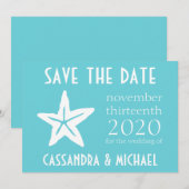 Starfish Save the Date (Blauwgroen) (Voorkant / Achterkant)