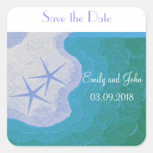 Starfish Save the Date Vierkante Sticker