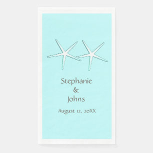Starfish Schattig Koppel Teal Blauw Grijs Bruiloft Servet