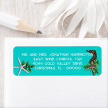 Starfish Seahorse Kerst Retouradres labels