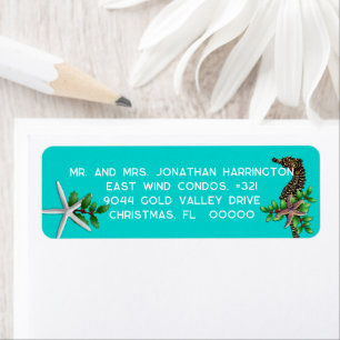 Starfish Seahorse Kerst Retouradres labels