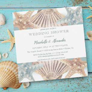 Starfish Seashell Beach Couples Weddenschap Shower Kaart