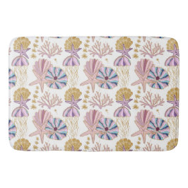 Starfish Seashell Blue Paars Pink Ocean Nautical Badmat