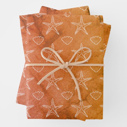  Starfish Seashell Sketch Pattern Inpakpapier Vel (In situ)