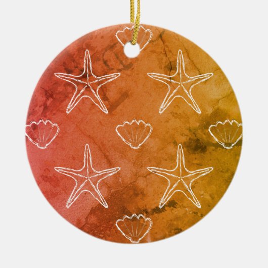 Starfish Seashell Sketch Pattern Keramisch Ornament (Voorkant)