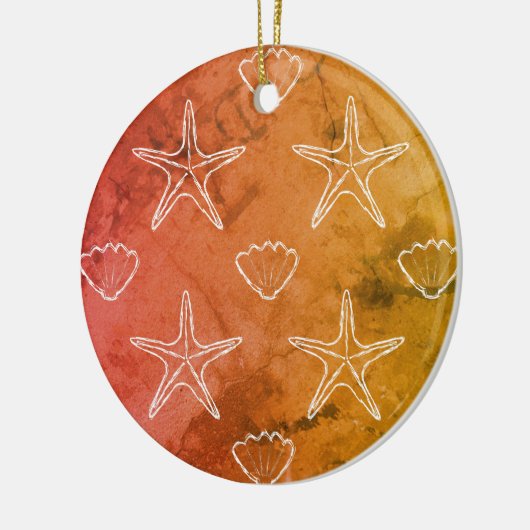  Starfish Seashell Sketch Pattern Keramisch Ornament (Links)