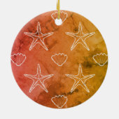  Starfish Seashell Sketch Pattern Keramisch Ornament (Achterkant)
