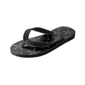 Starfish Seashell Sketch Pattern on Black Kinder Teenslippers (Schuin)