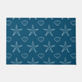 Starfish Seashell Sketch Pattern on Ocean Blue Deurmat (Voorkant)