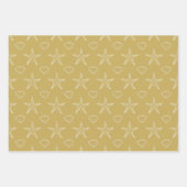 Starfish Seashell Sketch Pattern on Zand Color Inpakpapier Vel (Voorkant)